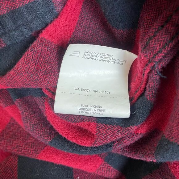 Boston Traders Flannel Button Down Shirt Men's XL Buffalo Plaid Red Black Cotton - Picture 5 of 11